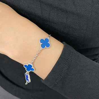 VCA high-grade blue agate five-flower four-leaf clover bracelet