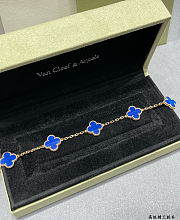 VCA high-grade blue agate five-flower four-leaf clover bracelet - 6