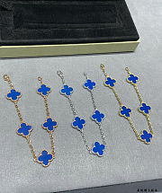 VCA high-grade blue agate five-flower four-leaf clover bracelet - 4