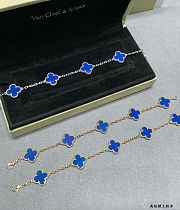 VCA high-grade blue agate five-flower four-leaf clover bracelet - 3