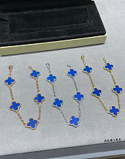 VCA high-grade blue agate five-flower four-leaf clover bracelet - 2