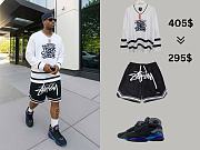 Outfit Air Jordan 8 Retro Aqua , Stussy short and T shirt - 1