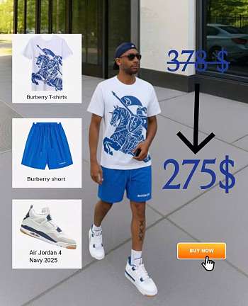 combo outfit Jordan 4 Navy 2025 mix T shirt and short 
