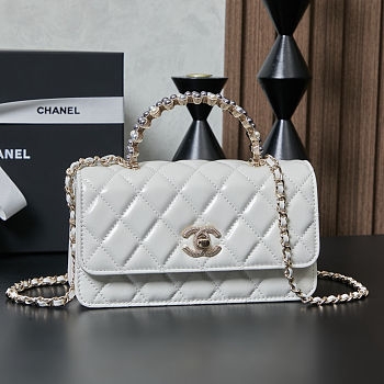	 Chanel 24P Pearl Top Handle White 18x11x6cm (13.78 inch)