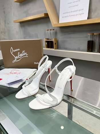 	 Christian Louboutin Rosalie 100 White Leather Sandals - 3210190W222