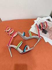 Rene Caovilla Rainbow Silver Sandal With Multicolored Crystals 105 - heels height 9.5cm - 6