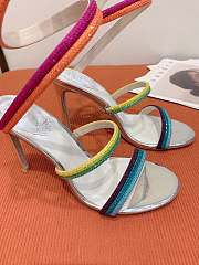 Rene Caovilla Rainbow Silver Sandal With Multicolored Crystals 105 - heels height 9.5cm - 5