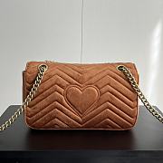 Gucci Dark Beige GG Marmont Medium Velvet Matelassé Bag size 26x15x7cm - 5