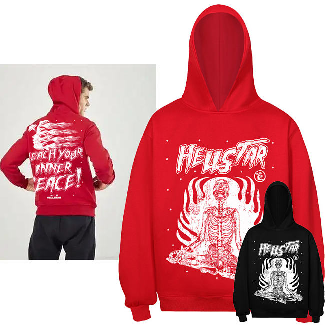 Hellstar Inner Peace Hoodie red color  - 1