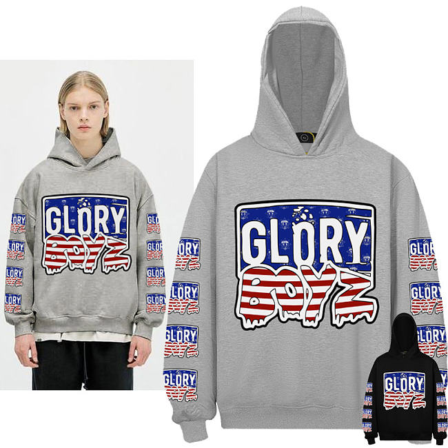 Glo Gang Boyz Woridwide Flag Hoodie grey color  - 1
