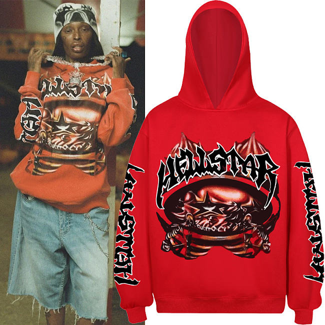 Hellstar Red Halloween Skeleton Airbrushed Hoodie red color  - 1
