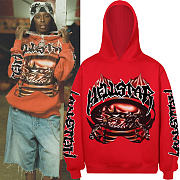 Hellstar Red Halloween Skeleton Airbrushed Hoodie red color  - 1