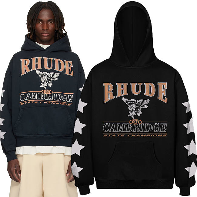 Rhude Cambridge State Champions Hoodie black color  - 1