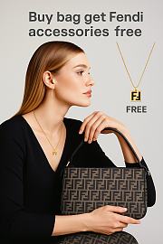 Fendi Simply Medium Jacquard FF size Size 34.5x4.5x20cm - free necklace  - 6