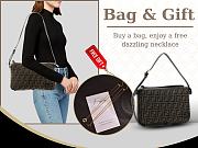 Fendi Simply Medium Jacquard FF size Size 34.5x4.5x20cm - free necklace  - 1