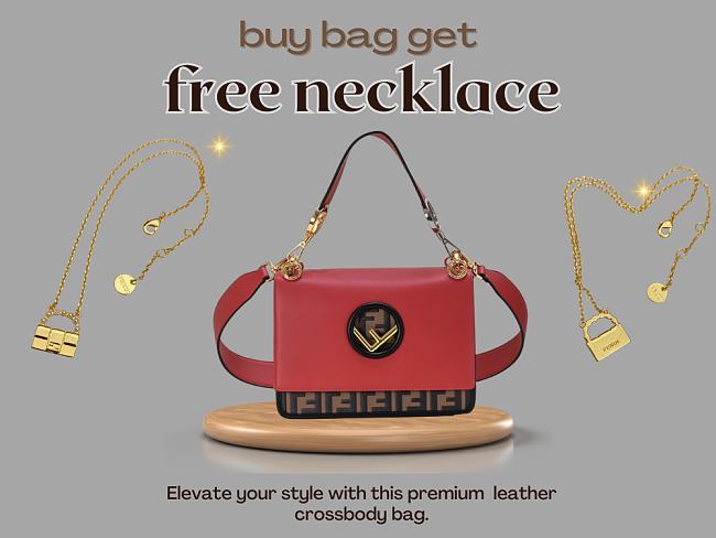 FF Logo Mania red bag size 25cm - free Fendi necklace - 1