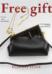 Fendi Frame Bag black leather medium -26 x 18 x 12 cm - free necklace - 1