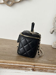 CHANEL Lambskin Quilted Top Handle Mini Vanity Case With Chain in Black size 10×7×9cm - free Chanel necklace - 5
