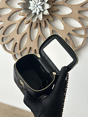 CHANEL Lambskin Quilted Top Handle Mini Vanity Case With Chain in Black size 10×7×9cm - free Chanel necklace - 4