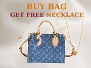 Louis Vuitton LV OnTheGo PM Monogram Denim size 25×19×11.5cm - free LV necklace - 1