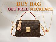 Louis Vuitton LV Monogram Canvas Croisette Bag size 25x17x9.5cm - free LV necklace - 1