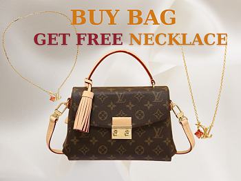 Louis Vuitton LV Monogram Canvas Croisette Bag size 25x17x9.5cm - free LV necklace