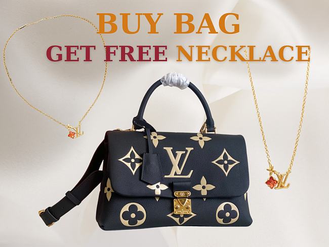 Louis Vuitton Black Bicolor Giant Empreinte Leather Madeleine BB Shoulder Bag size 30x19.5x11cm - free LV necklace - 1