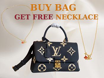 Louis Vuitton Black Bicolor Giant Empreinte Leather Madeleine BB Shoulder Bag size 30x19.5x11cm - free LV necklace