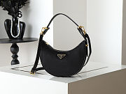 Prada Arqué Leather Shoulder Black Bag size 22.5x18.5x6.5cm  - free Prada necklace - 2