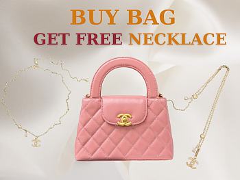 Chanel Shiny Aged Calfskin Quilted Nano Kelly Shopper Coral Pink size 13x19x7cm - free Chanel necklace