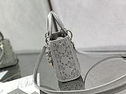 Dior Gray Mini Crystal Embellished Satin Lady Dior Grey size 17cm - free Dior necklace - 2
