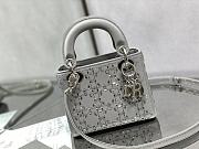 Dior Gray Mini Crystal Embellished Satin Lady Dior Grey size 17cm - free Dior necklace - 4