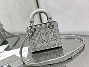Dior Gray Mini Crystal Embellished Satin Lady Dior Grey size 17cm - free Dior necklace - 5