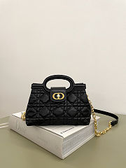 Dior Jolie Top Handle Mini Bag Black Cannage Lambskin size 18.5x8.5x13cm - free Dior necklace - 4