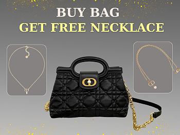 Dior Jolie Top Handle Mini Bag Black Cannage Lambskin size 18.5x8.5x13cm - free Dior necklace