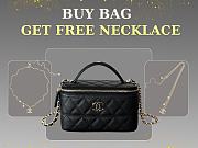  Chanel Caviar Quilted CC Top Handle Vanity Case With Chain Black size 17 x 9.5 x 8 cm - free Chanel necklace - 1