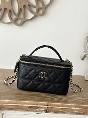  Chanel Caviar Quilted CC Top Handle Vanity Case With Chain Black size 17 x 9.5 x 8 cm - free Chanel necklace - 5