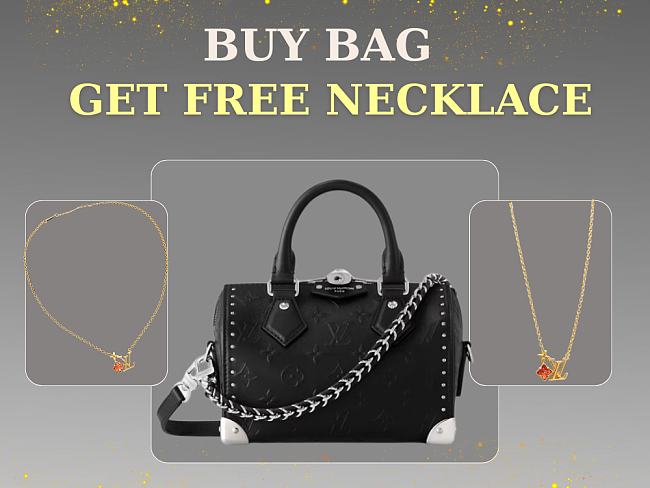 Louis Vuitton Speedy Trunk 20 Black size 20.5 x 13.5 x 11cm - free LV necklace - 1
