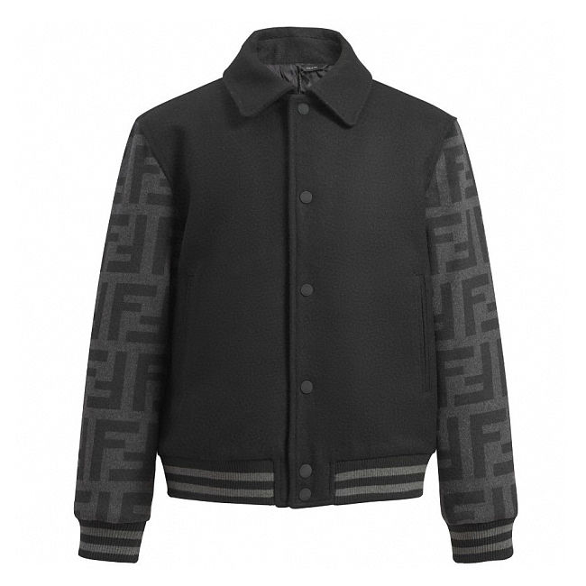 FD double-F monogrammed sleeve woolen bomber - 1