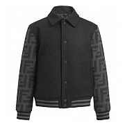 FD double-F monogrammed sleeve woolen bomber - 2