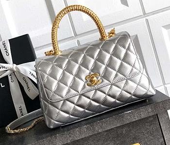 Chanel Coco Handle Silver Gold Lambskin 23cm