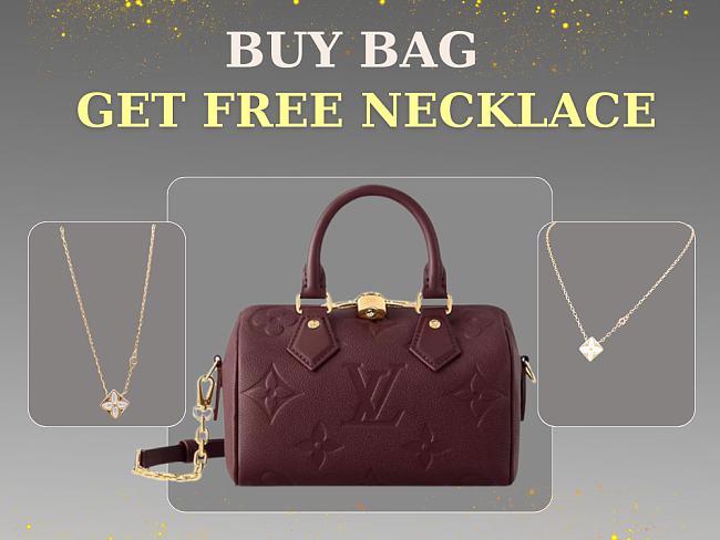Louis Vuitton Speedy Grenat Red size 20.5x13.5x12cm - free LV necklace - 1