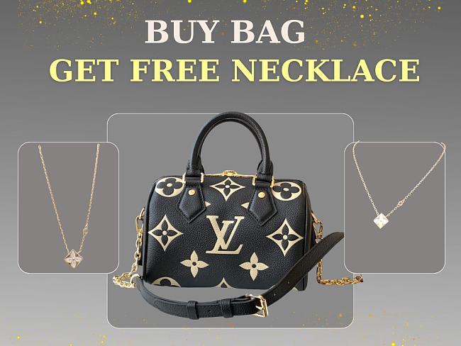 Louis Vuitton Speedy Bandouliere Monogram Empreinte Black Beige size 20.5x13.5x12cm - free LV necklace - 1