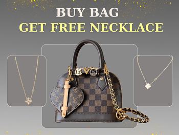 Louis Vuitton Alma handbag in the Damier Ebene canvas size 15x19.5x10cm - free LV necklace