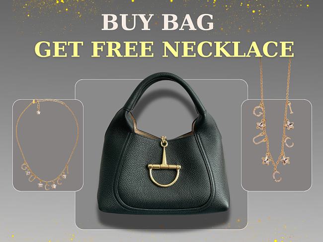  Gucci Softbit top handle bag in black leather size 27.5x21x16cm - free Gucci necklace - 1