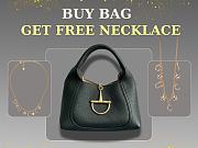  Gucci Softbit top handle bag in black leather size 27.5x21x16cm - free Gucci necklace - 1