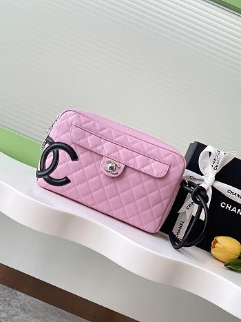 Chanel Calfskin Quilted Cambon Camera Bag Pink size 16x26x5cm