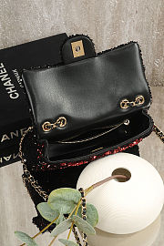 Chanel Sequin CC Small Single Flap Bag Black size 21x8x14cm - 4