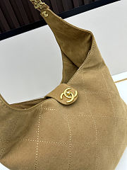 CHANEL Suede Stitched Hobo Beige 26x28x10cm - 3