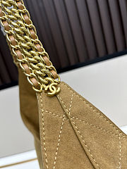 CHANEL Suede Stitched Hobo Beige 26x28x10cm - 2